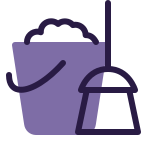 Cartoon broom and bucket